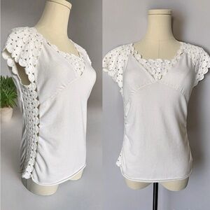 Vintage Christina Rotelli Cream Crochet Sweater Size Small